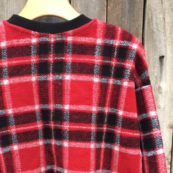 NWT Forever 21 Tartan Plaid Sweater Red S - Picture 8 of 13